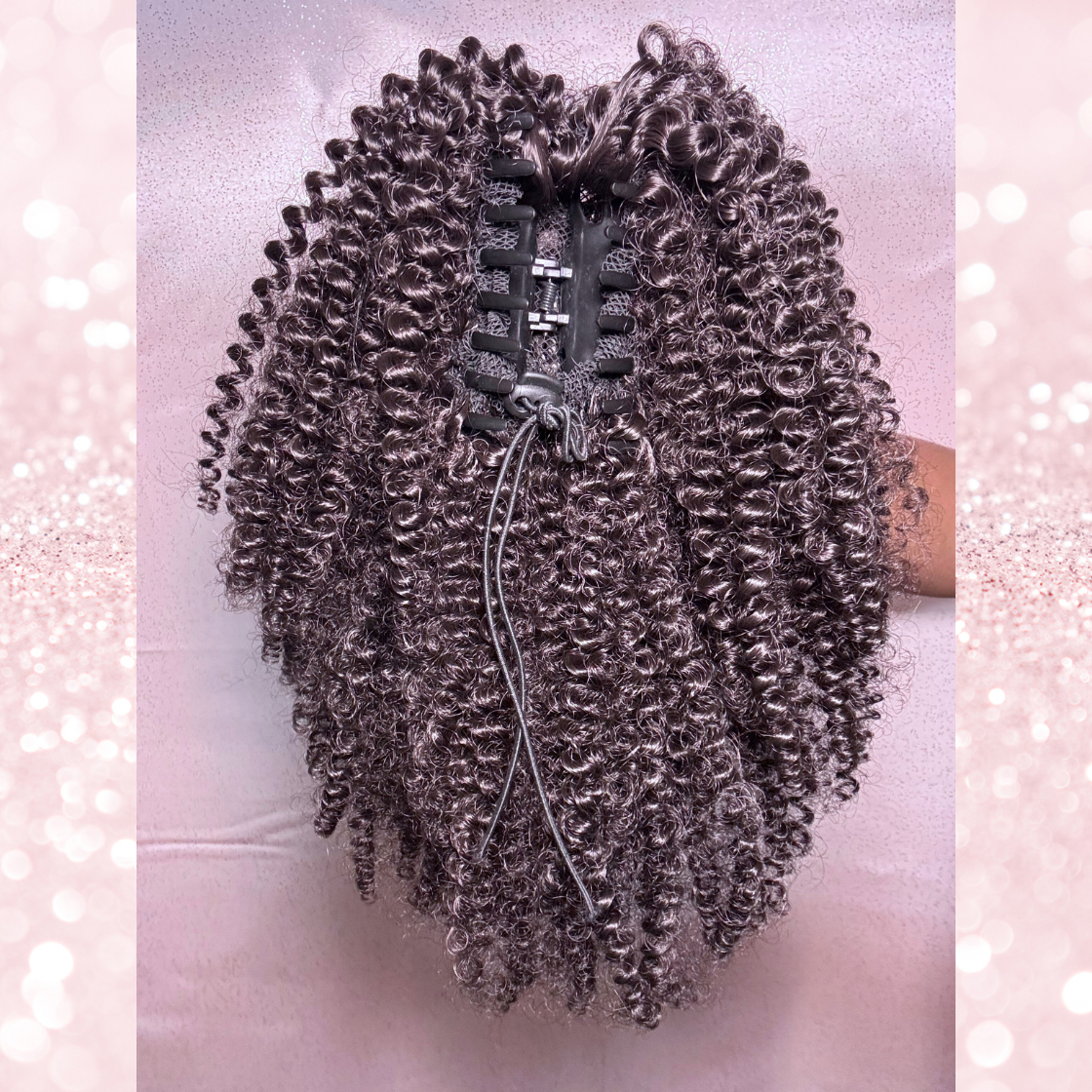Afro Curly Synthetic 2 in 1 Claw Clip Drawstring Ponytail Natural Black