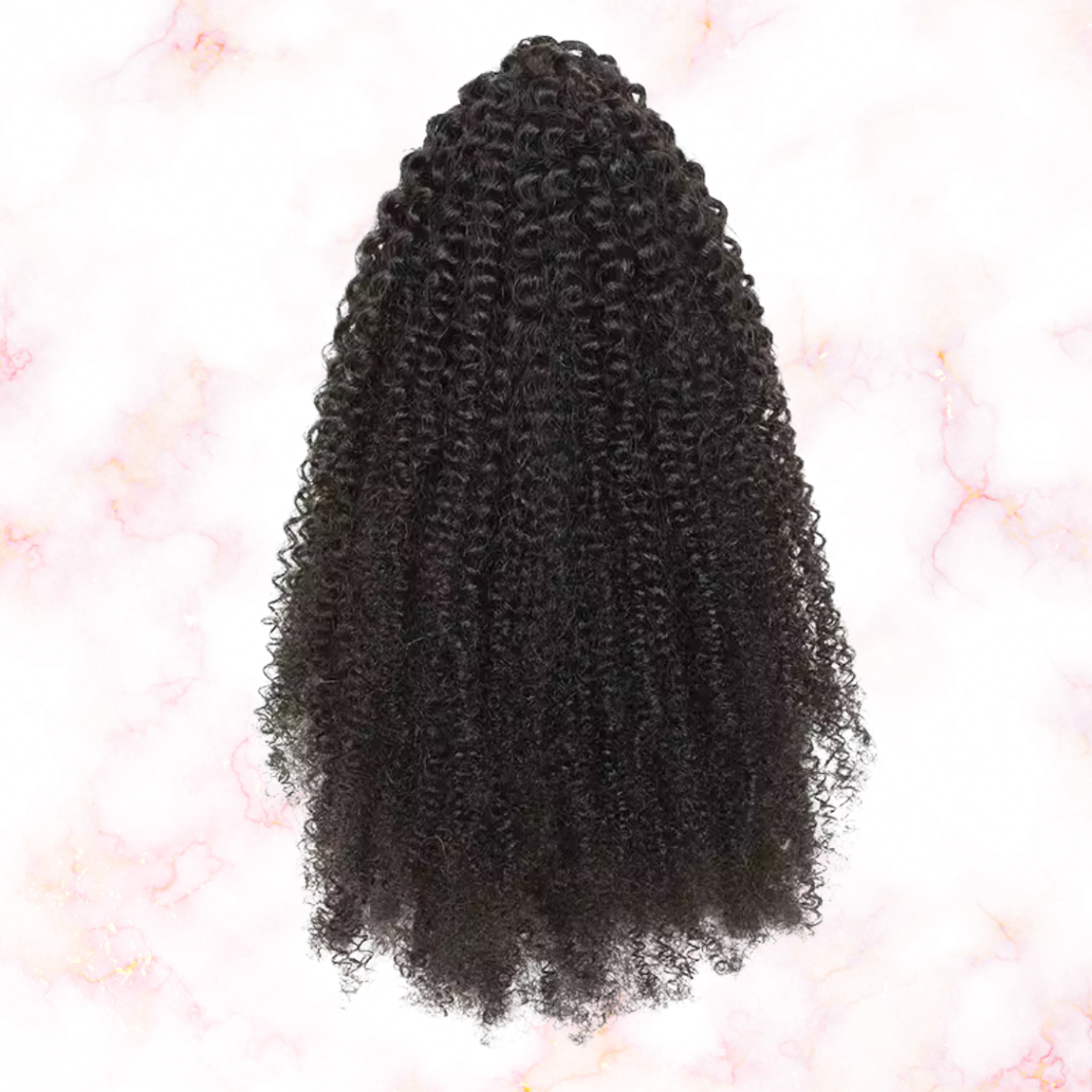 Afro Curly Human Hair 2 in 1 Claw Clip Drawstring Ponytail 100% Brazilian Remy Natural Black