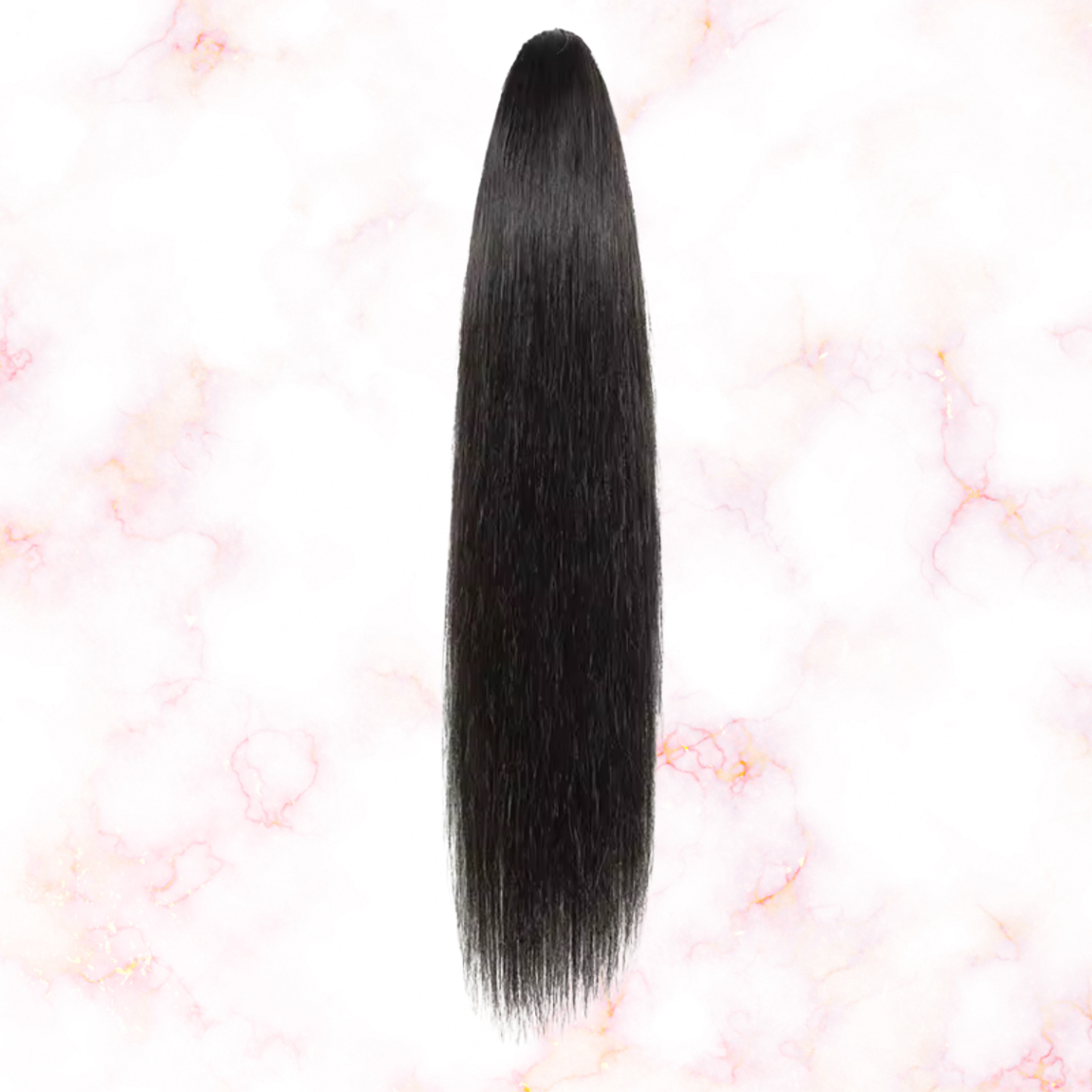 Straight Human Hair 2 in 1 Claw Clip Drawstring Ponytail 100% Brazilian Remy Natural Black