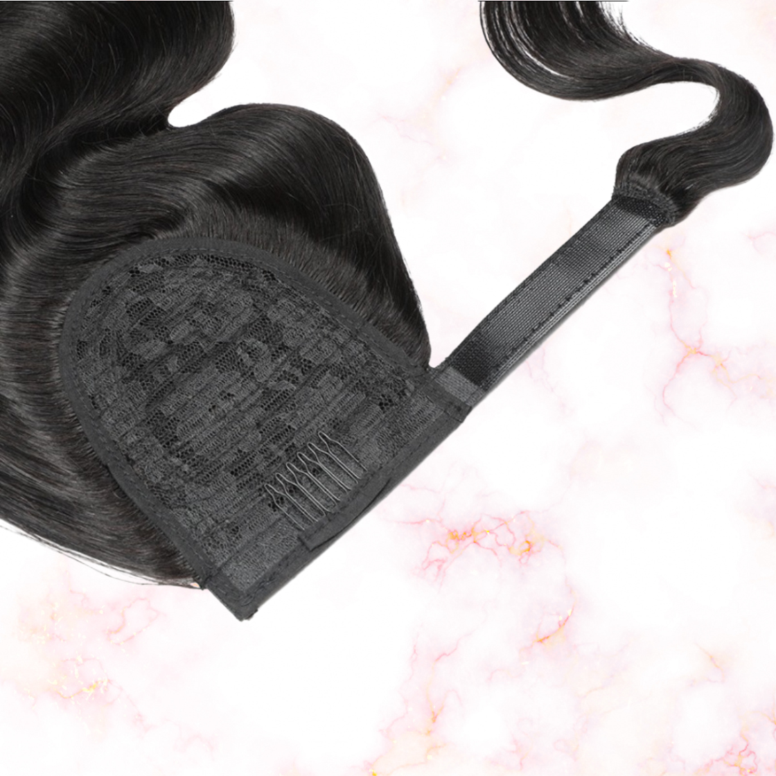 Body Wave Natural Black Wrap Around Ponytail Brazilian Remy 100% Human Hair