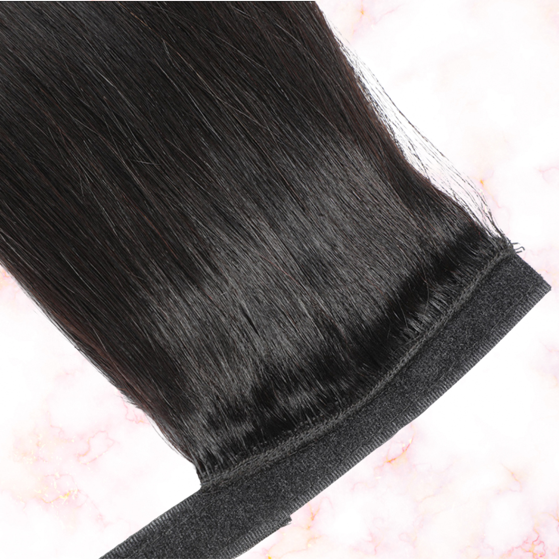 Straight Natural Black Wrap Around Ponytail Brazilian Remy 100% Human Hair