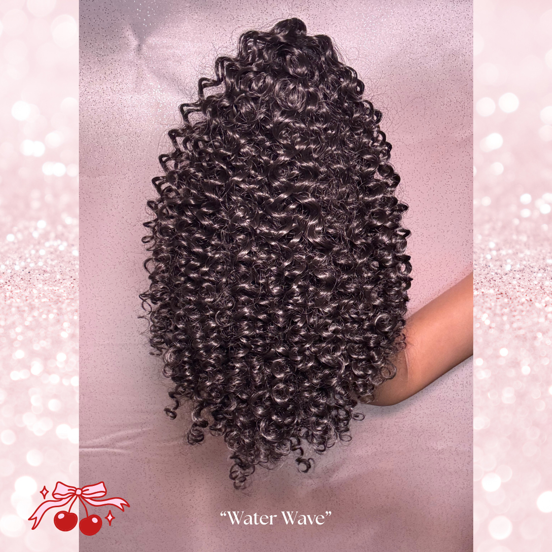 Water Wave Synthetic 2 in 1 Claw Clip Drawstring Ponytail Natural Black