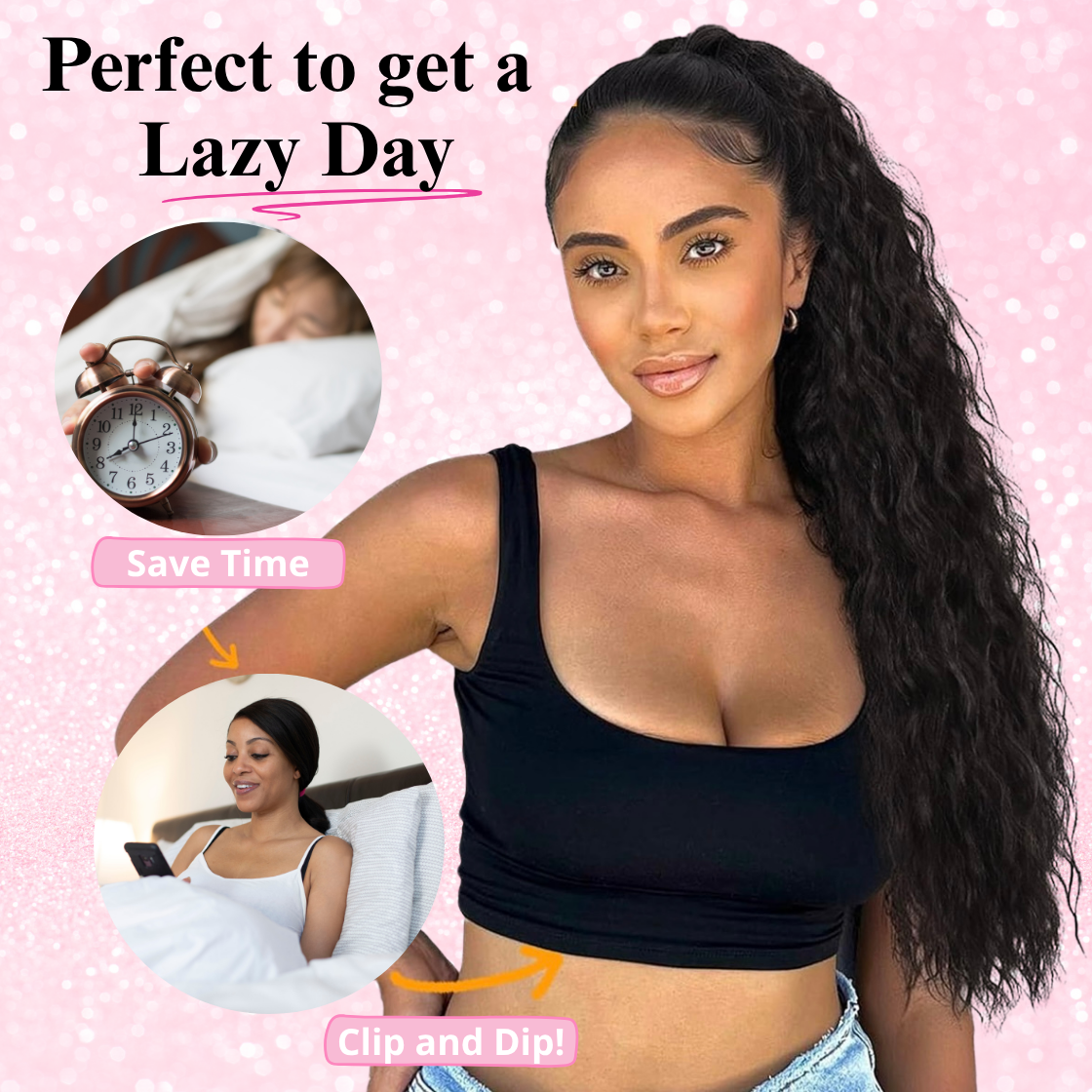 Straight Human Hair 2 in 1 Claw Clip Drawstring Ponytail 100% Brazilian Remy Natural Black