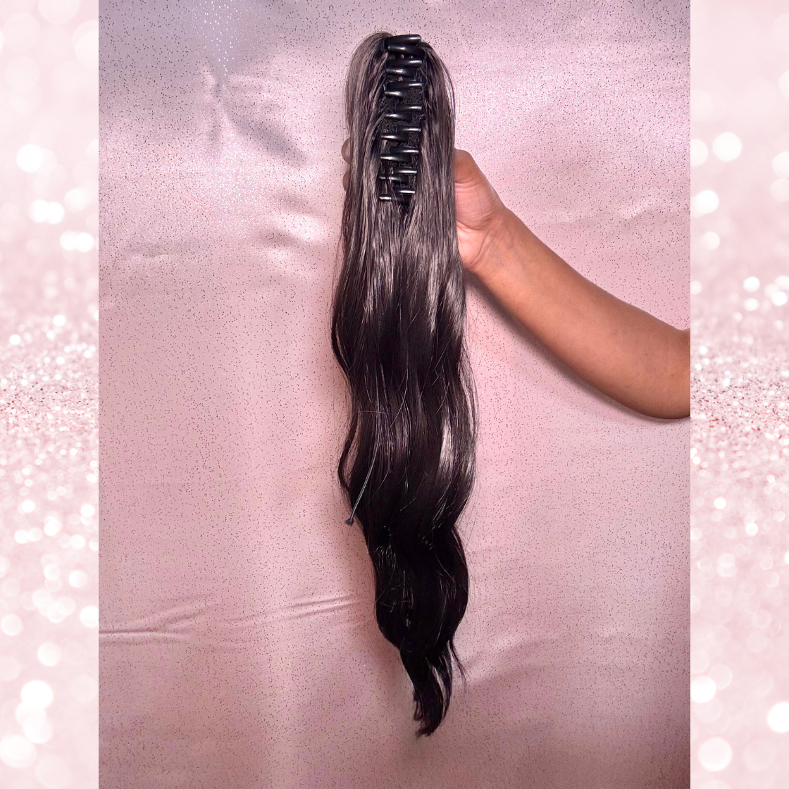 Body Wave Synthetic 2 in 1 Claw Clip Drawstring Ponytail Natural Black