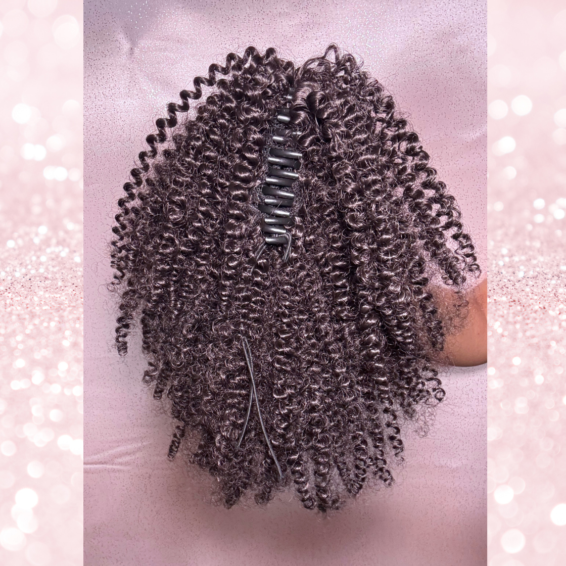 Afro Curly Synthetic 2 in 1 Claw Clip Drawstring Ponytail Natural Black