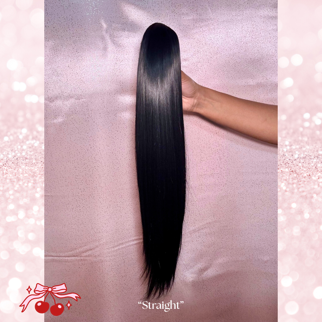Straight Synthetic 2 in 1 Claw Clip Drawstring Ponytail Natural Black