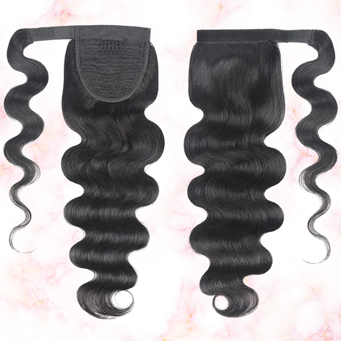 Body Wave Natural Black Wrap Around Ponytail Brazilian Remy 100% Human Hair