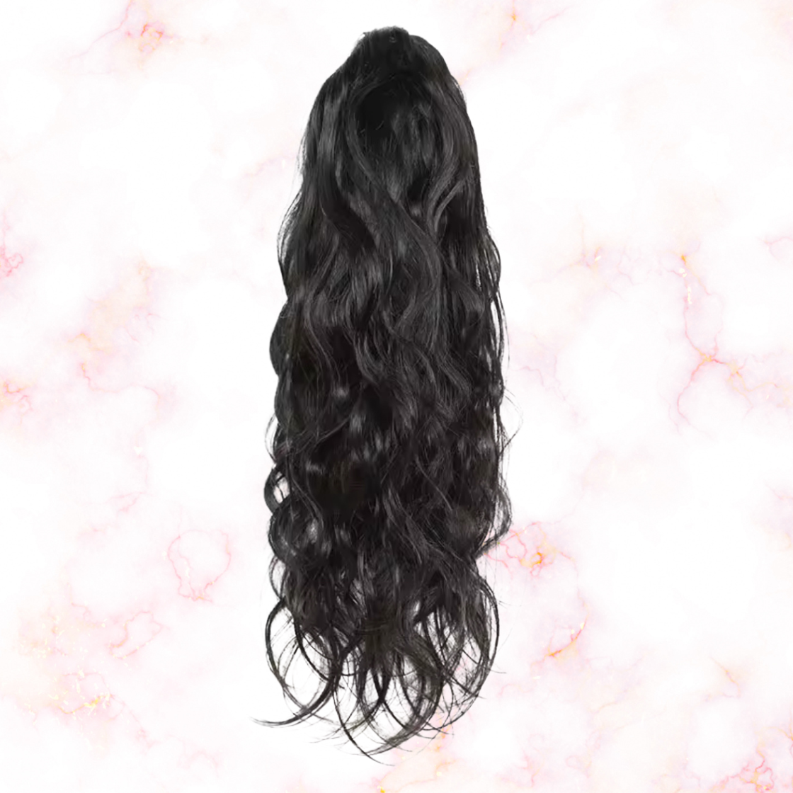 Body Wave Human Hair 2 in 1 Claw Clip Drawstring Ponytail 100% Brazilian Remy Natural Black