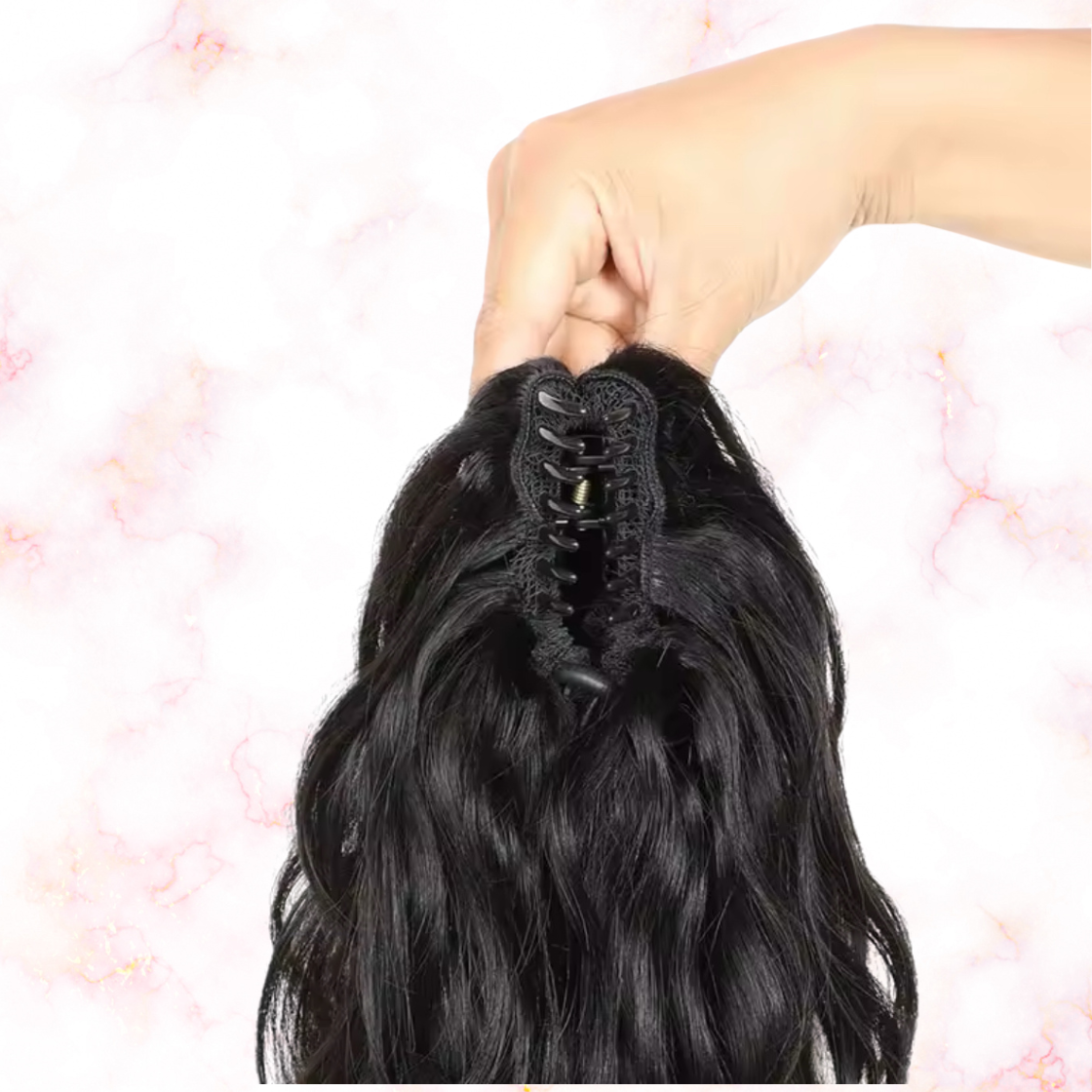 Body Wave Human Hair 2 in 1 Claw Clip Drawstring Ponytail 100% Brazilian Remy Natural Black