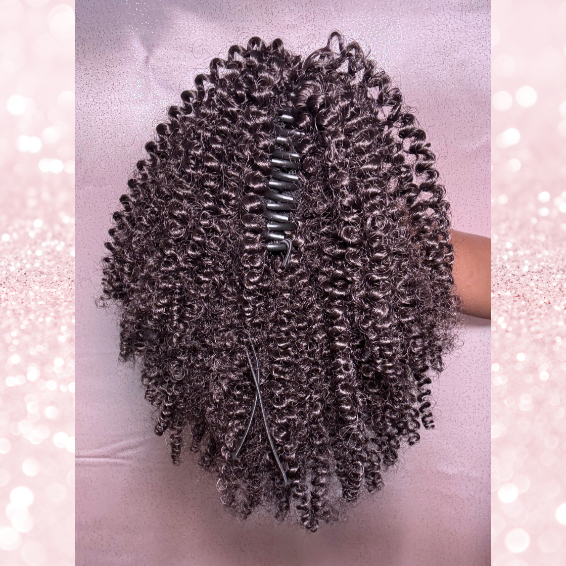 Afro Curly Synthetic 2 in 1 Claw Clip Drawstring Ponytail Natural Black