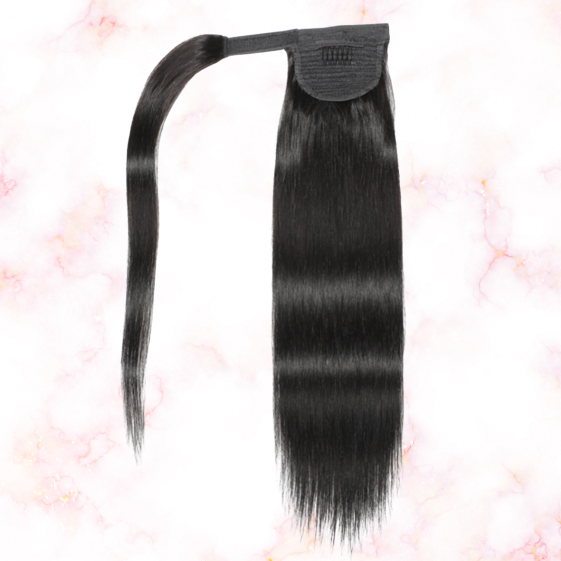 Straight Natural Black Wrap Around Ponytail Brazilian Remy 100% Human Hair