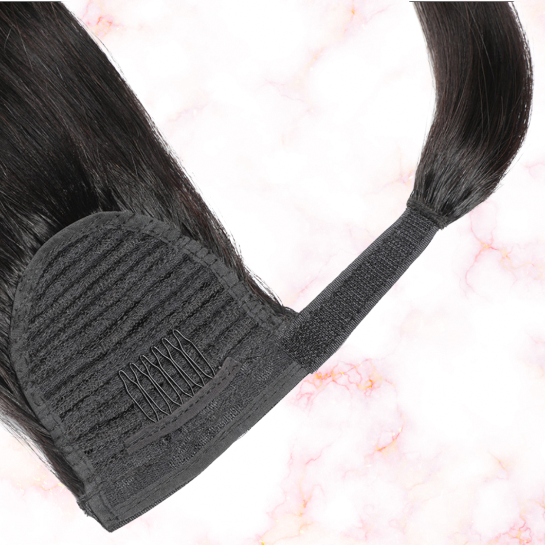 Straight Natural Black Wrap Around Ponytail Brazilian Remy 100% Human Hair