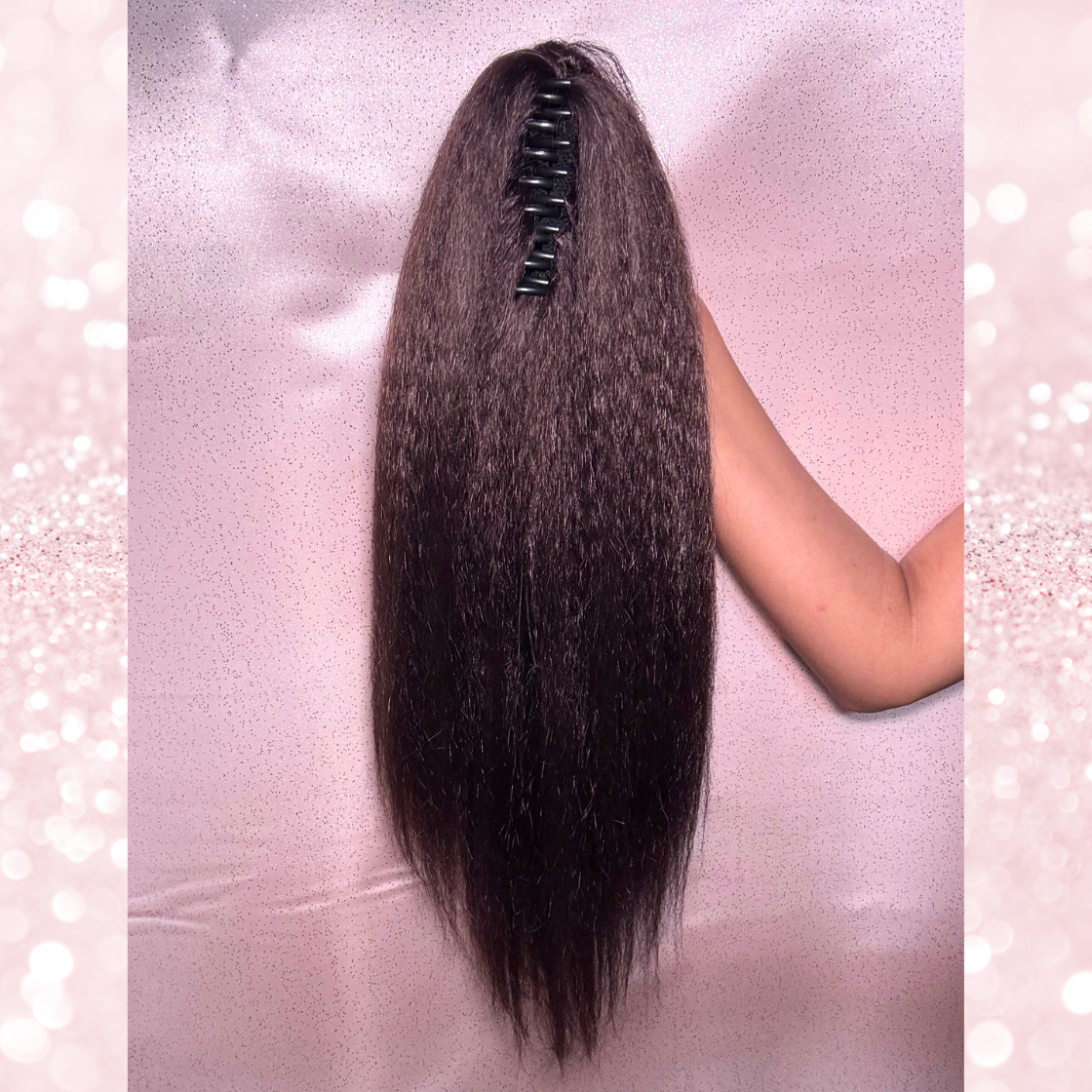 Kinky Straight Synthetic 2 in 1 Claw Clip Drawstring Ponytail