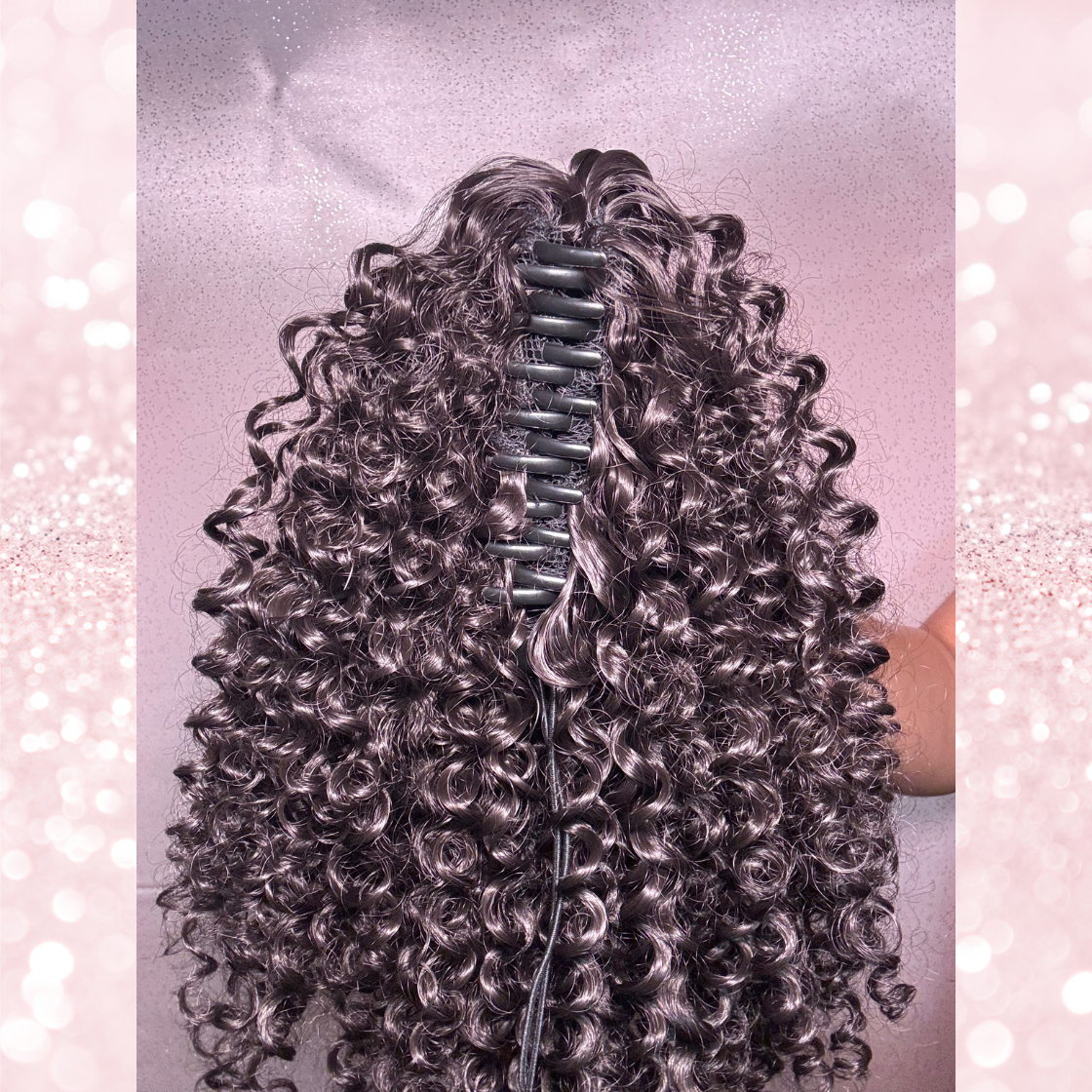 Water Wave Synthetic 2 in 1 Claw Clip Drawstring Ponytail Natural Black