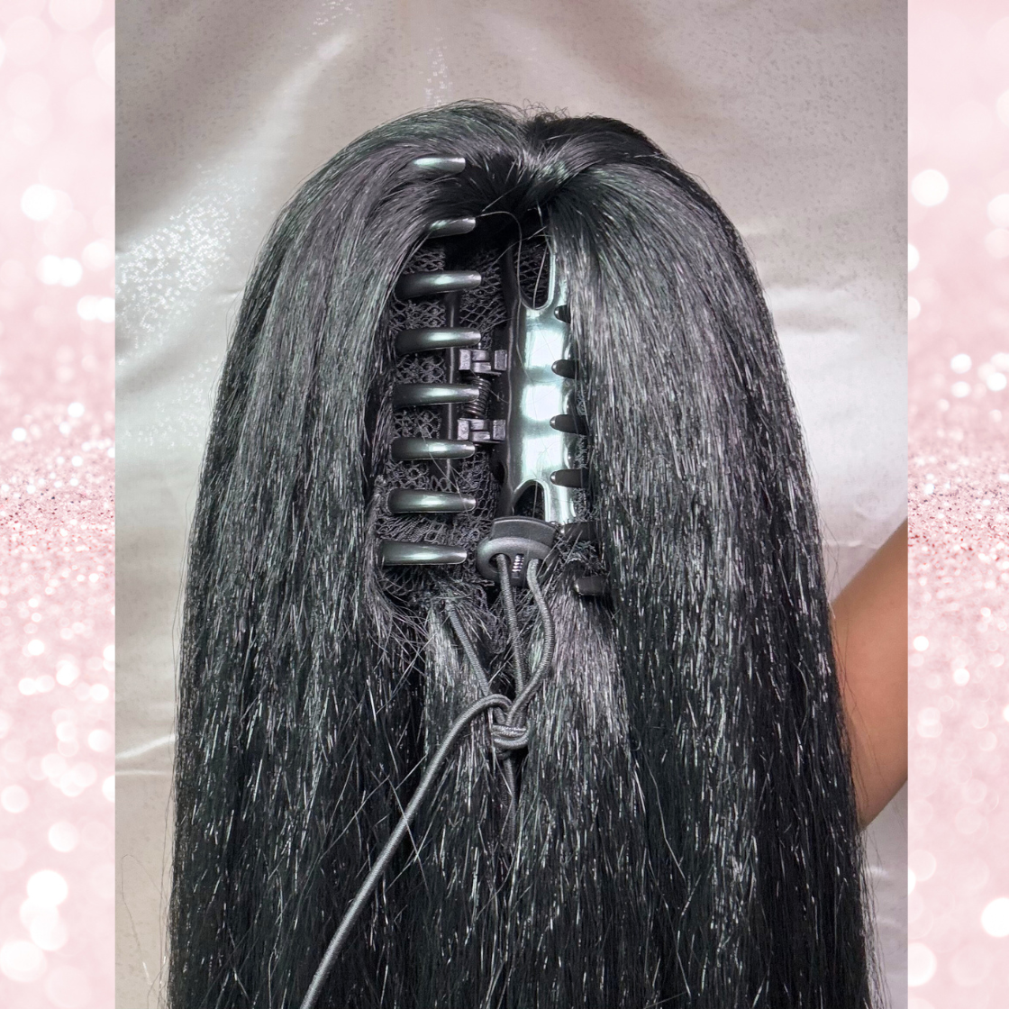 Kinky Straight Synthetic 2 in 1 Claw Clip Drawstring Ponytail