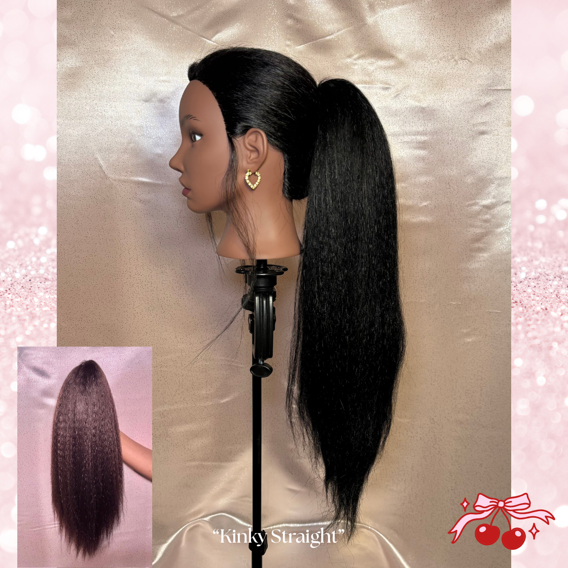 Kinky Straight Synthetic 2 in 1 Claw Clip Drawstring Ponytail