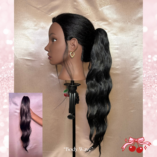 Body Wave Synthetic 2 in 1 Claw Clip Drawstring Ponytail Natural Black