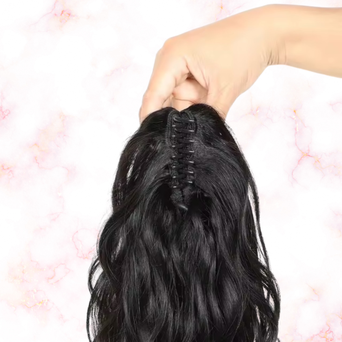 Body Wave Human Hair 2 in 1 Claw Clip Drawstring Ponytail 100% Brazilian Remy Natural Black